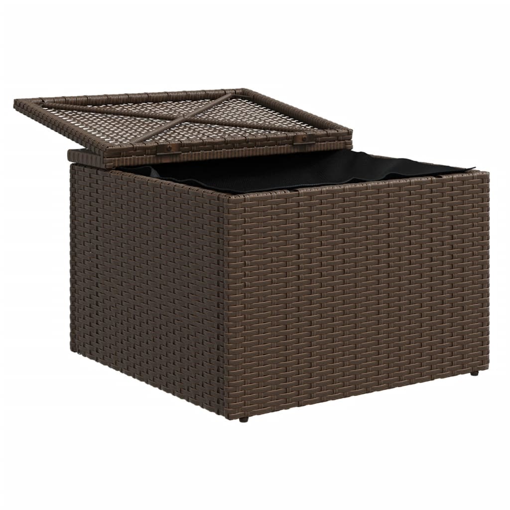 Sgabello Giardino con Cuscino Marrone 55x55x37 cm in Polyrattan 366206