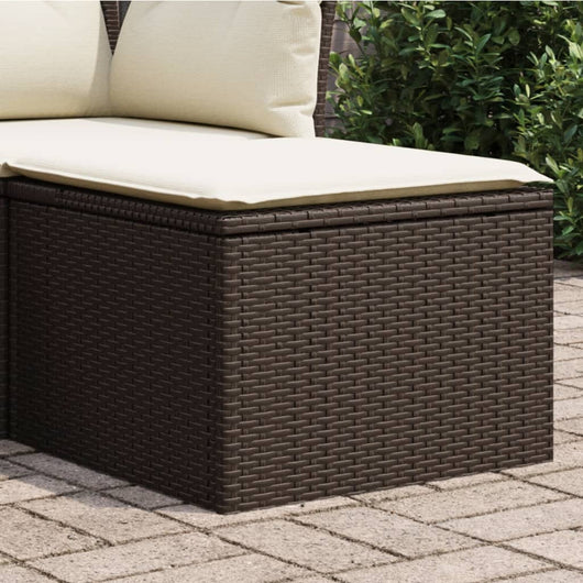 Sgabello Giardino con Cuscino Marrone 55x55x37 cm in Polyrattan 366206