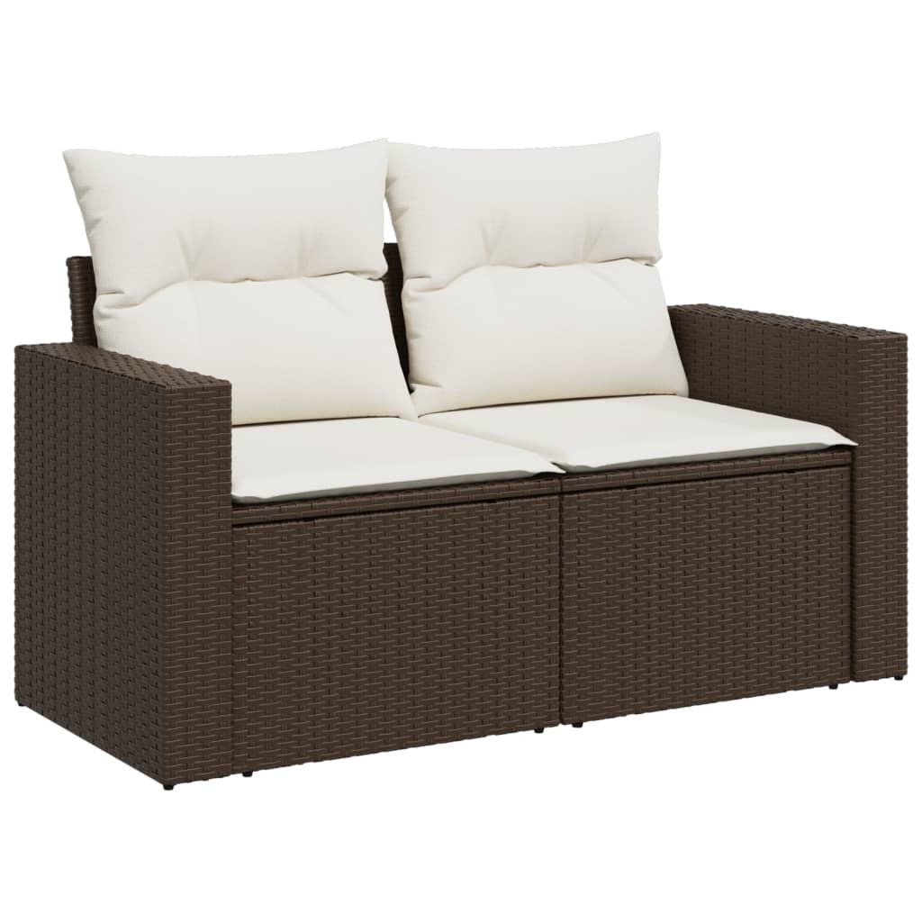 Divano da Giardino a 2 Posti con Cuscini in Polyrattan Marronecod mxl 111724