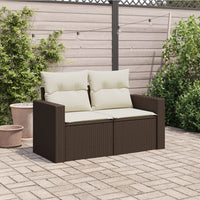 Divano da Giardino a 2 Posti con Cuscini in Polyrattan Marronecod mxl 111724