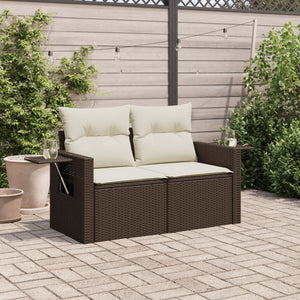 Divano da Giardino a 2 Posti con Cuscini in Polyrattan Marrone 366221