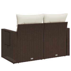 Divano da Giardino a 2 Posti con Cuscini in Polyrattan Marrone 366221