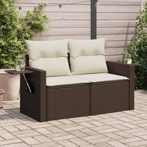 Divano da Giardino a 2 Posti con Cuscini in Polyrattan Marrone 366221