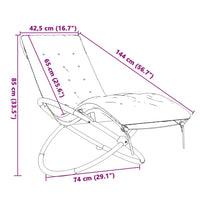 Lettino Prendisole Geometrico con Cuscino Nero e Grigio Acciaio 3213545