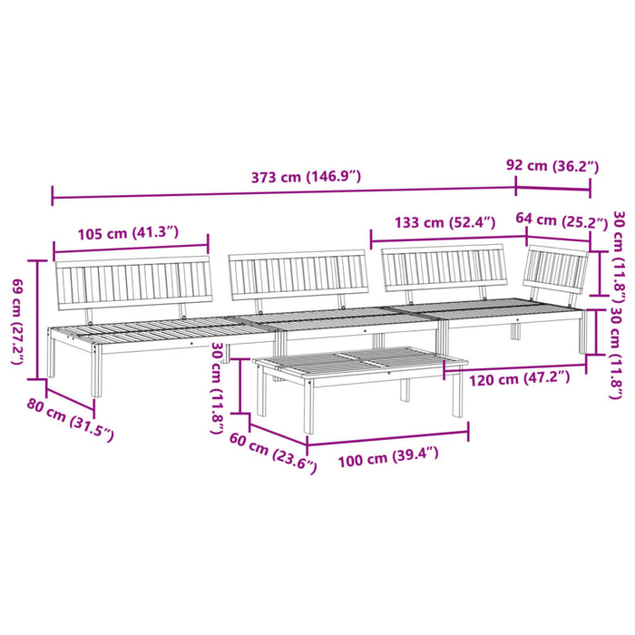 Set Divano Pallet da Giardino 4 pz in Legno Massello di Acacia 3209302