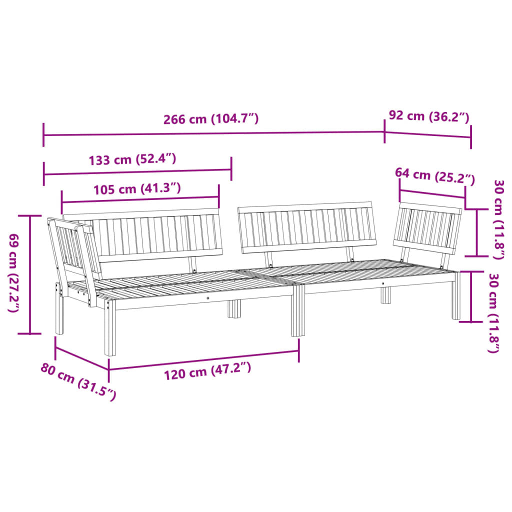 Divani Angolari Pallet da Giardino 2pz Legno Massello di Acacia 3209306