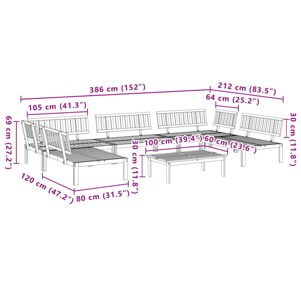 Set Divano Pallet da Giardino 6 pz in Legno Massello di Acacia 3209314