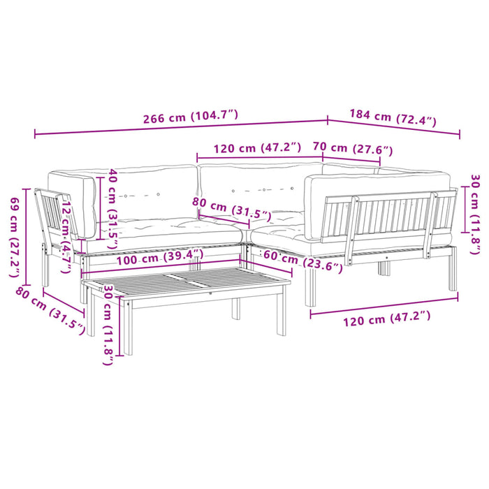 Set Divani Pallet Giardino 4pz Cuscini Legno Massello Acacia 3209365