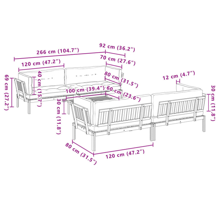 Set Divano Pallet Giardino 5pz con Cuscini Massello Acacia 3209422