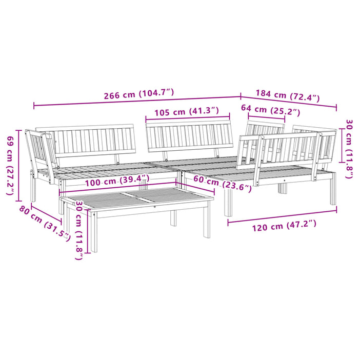 Set Divano Pallet da Giardino 4 pz in Legno Massello di Acacia 3209434