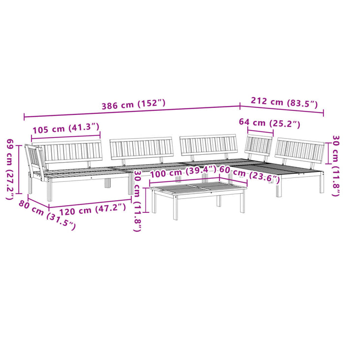 Set Divano Pallet da Giardino 5 pz in Legno Massello di Acacia 3209438