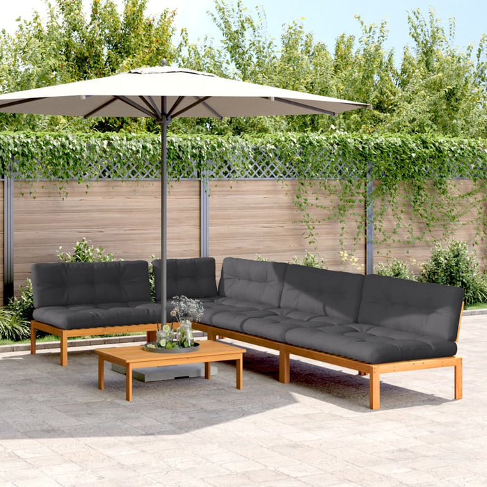 Set Divano Pallet Giardino 5pz con Cuscini Massello Acacia 3209469