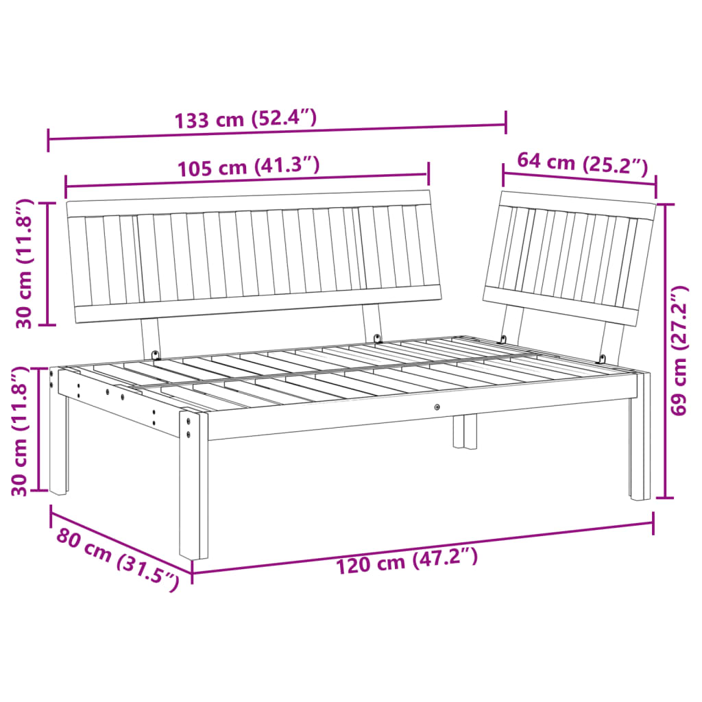 Divano Angolare da Giardino Pallet in Legno Massello di Acacia 365844