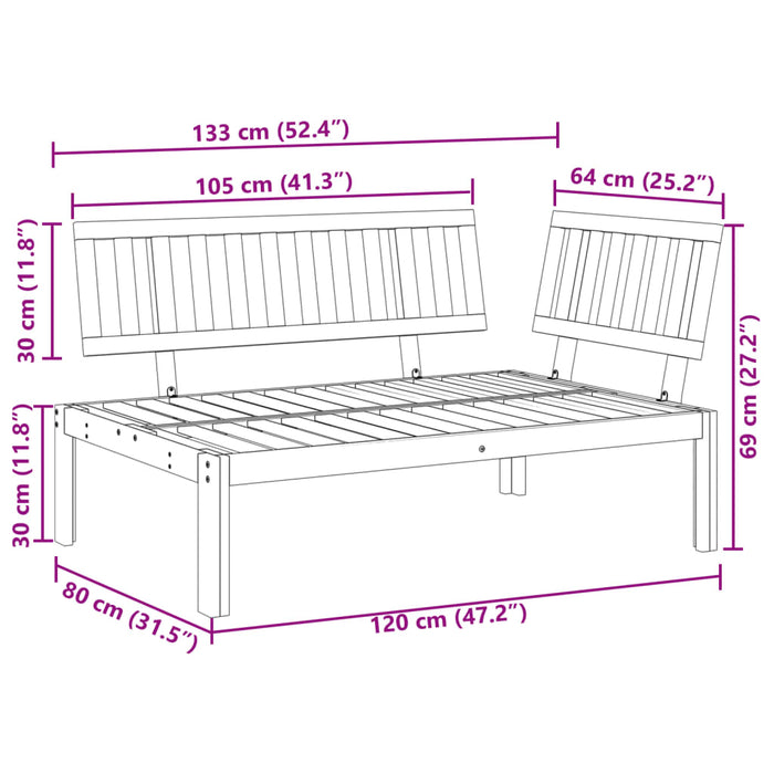 Divano Angolare da Giardino Pallet in Legno Massello di Acacia 365844