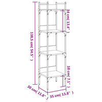 Libreria 4 Ripiani Rovere Sonoma 35x30x138,5 Legno Multistrato 838849