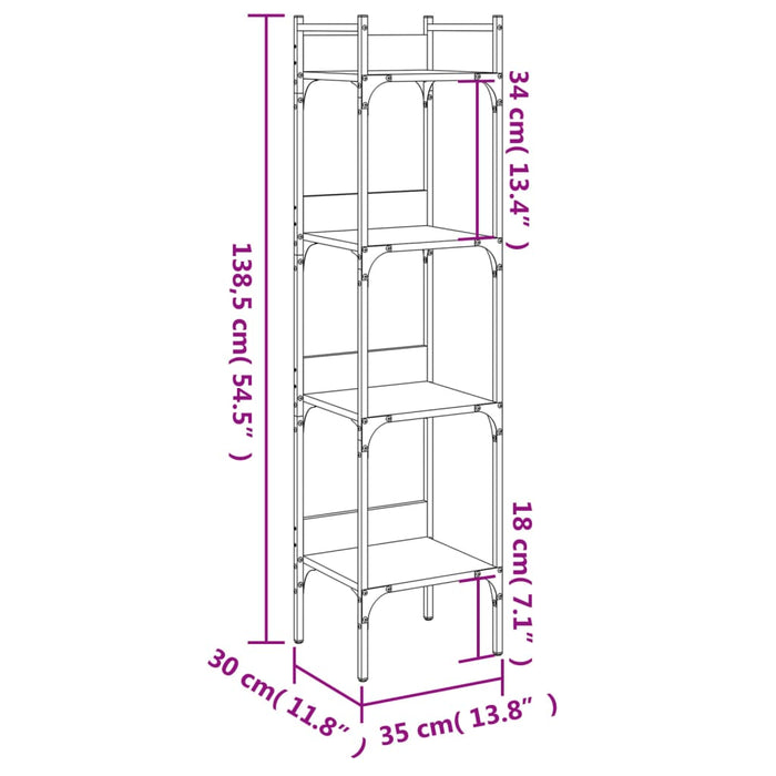 Libreria 4 Ripiani Rovere Sonoma 35x30x138,5 Legno Multistrato 838849