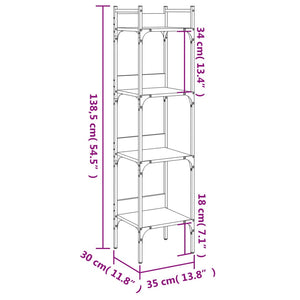 Libreria 4 Ripiani Rovere Marrone 35x30x138,5 Legno Multistrato 838852