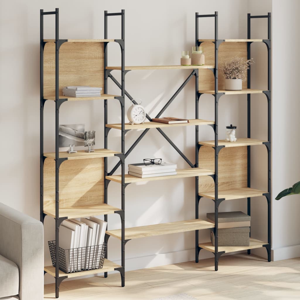 Libreria Rovere Sonoma 155,5x24x166,5 cm in Legno Multistratocod mxl 133810