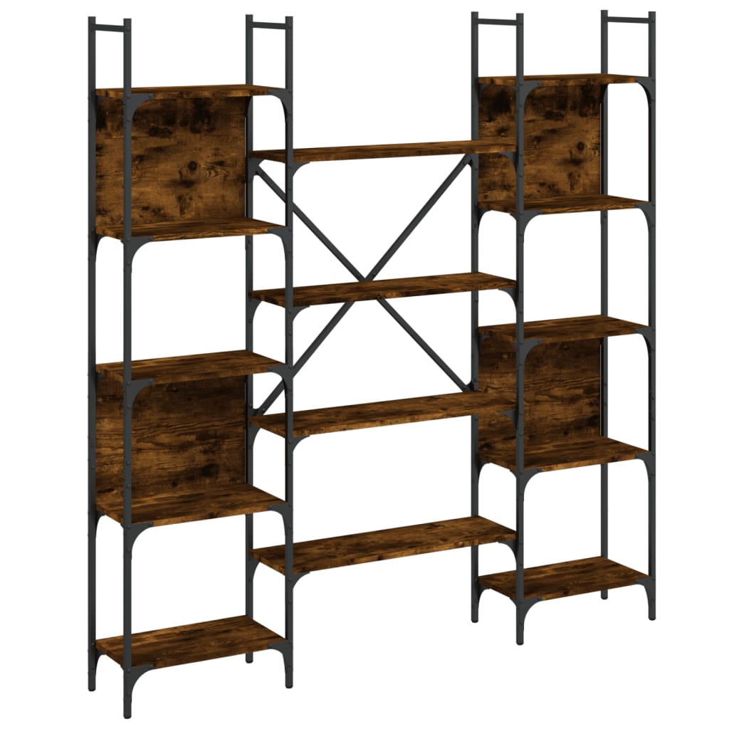 Libreria Rovere Fumo 155,5x24x166,5 cm in Legno Multistratocod mxl 109828