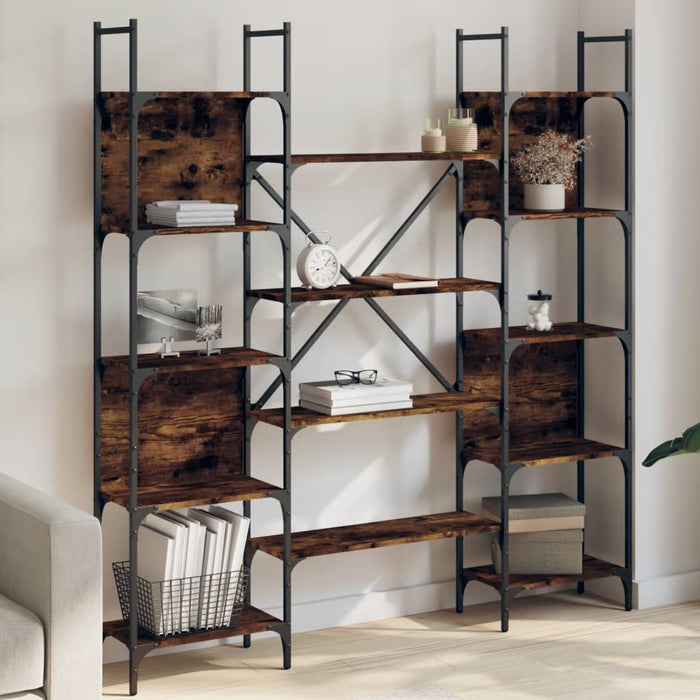 Libreria Rovere Fumo 155,5x24x166,5 cm in Legno Multistratocod mxl 109828