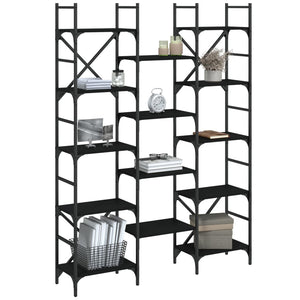 Libreria Nera 127,5x28,5x172,5 cm in Legno Multistrato 838868