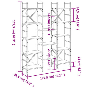 Libreria Nera 127,5x28,5x172,5 cm in Legno Multistrato 838868