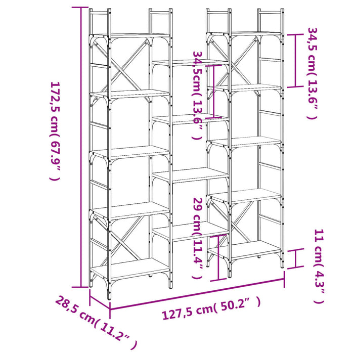 Libreria Nera 127,5x28,5x172,5 cm in Legno Multistrato 838868