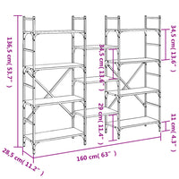 Libreria Rovere Fumo 160x28,5x136,5 cm in Legno Multistrato 838875