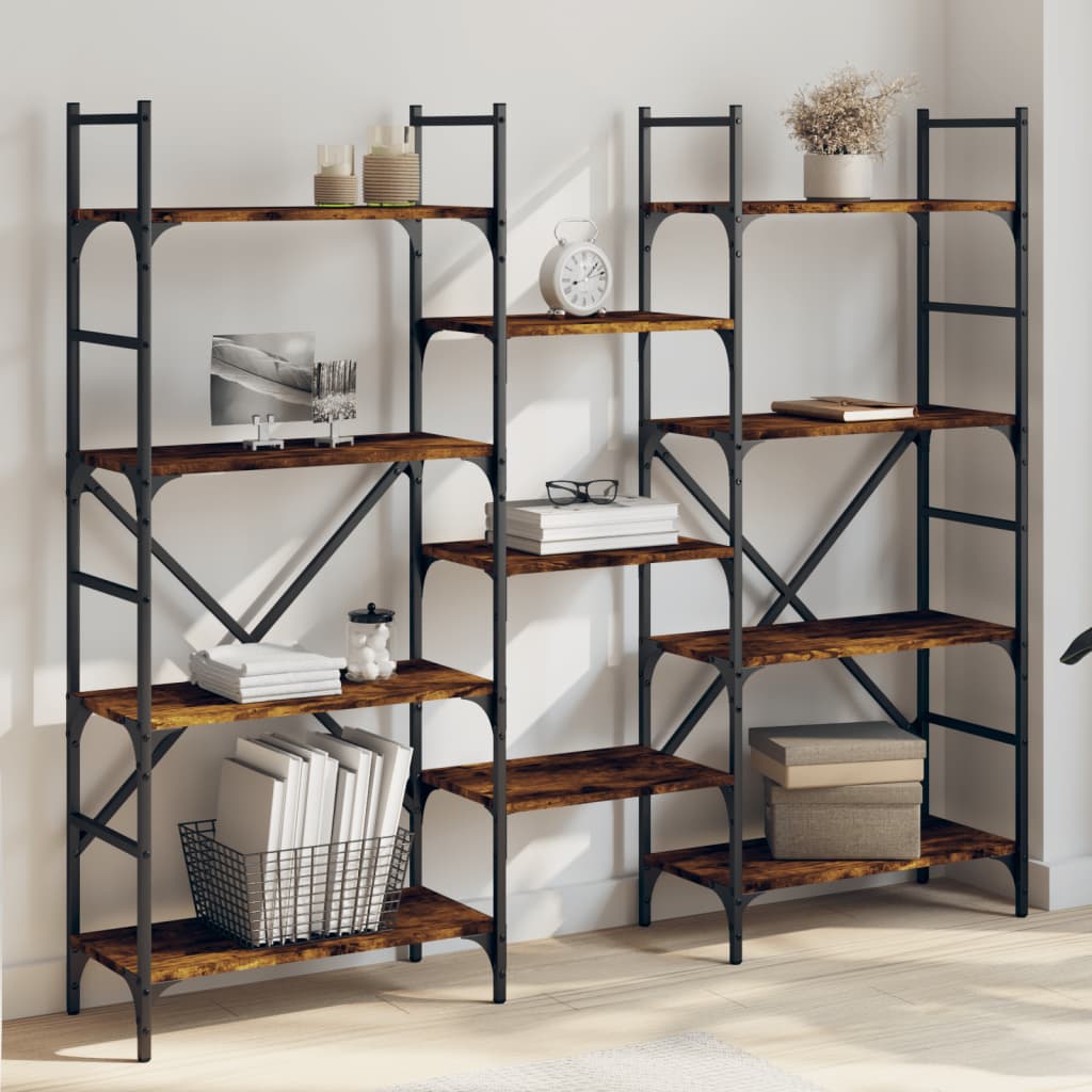 Libreria Rovere Fumo 160x28,5x136,5 cm in Legno Multistratocod mxl 86009