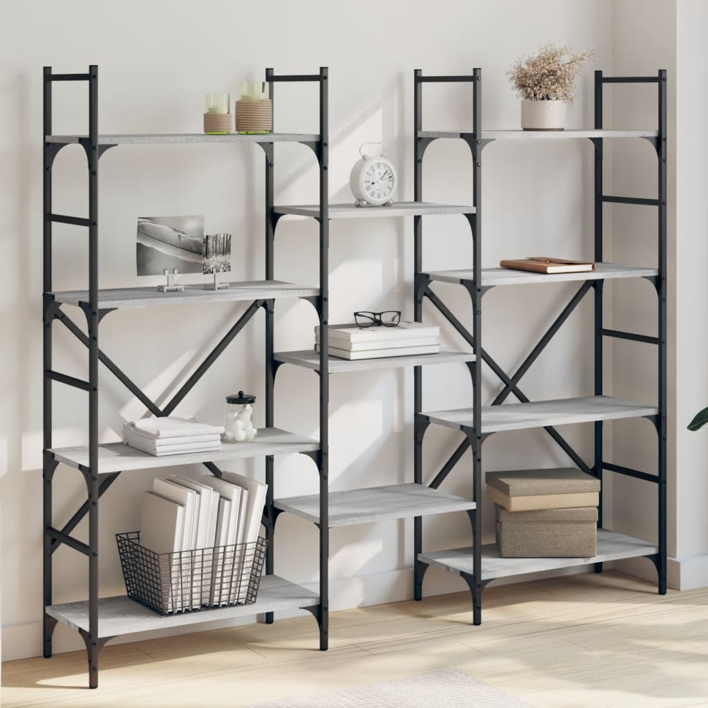 Libreria Grigio Sonoma 160x28,5x136,5 cm in Legno Multistrato 838876