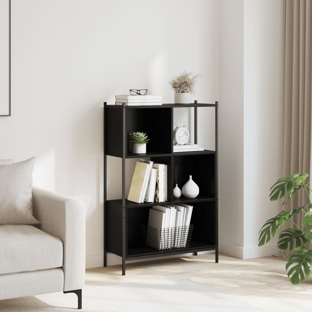 Libreria Nera 72x28x109 cm in Legno Multistrato 838883