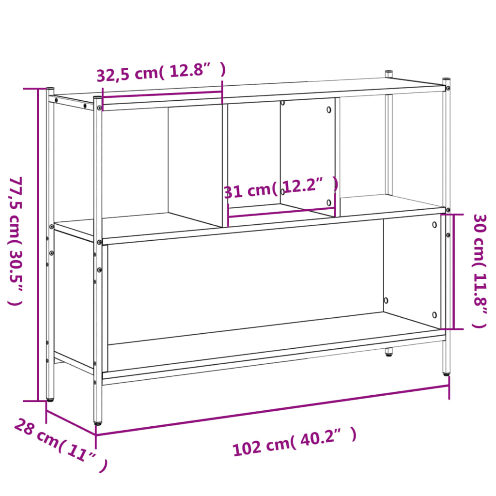 Libreria Nera 102x28x77,5 cm in Legno Multistrato 838898