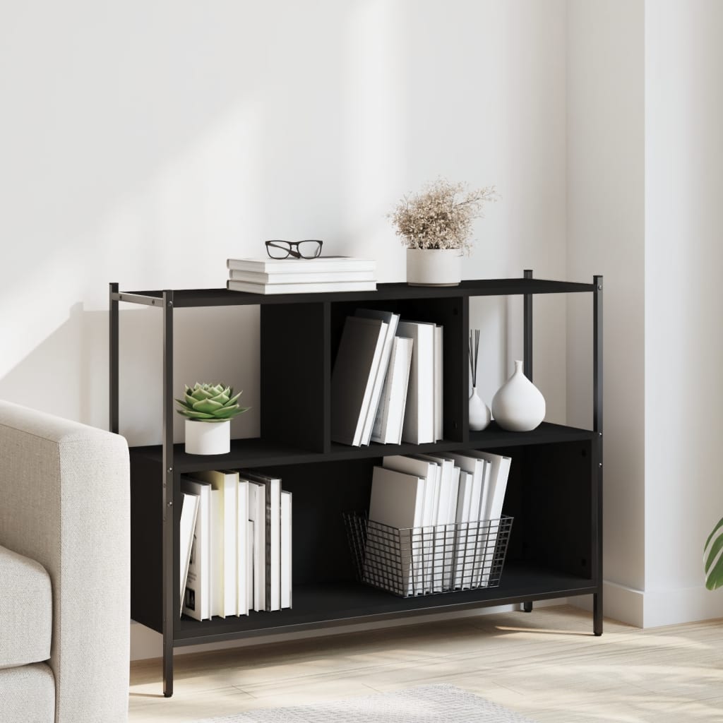 Libreria Nera 102x28x77,5 cm in Legno Multistrato 838898