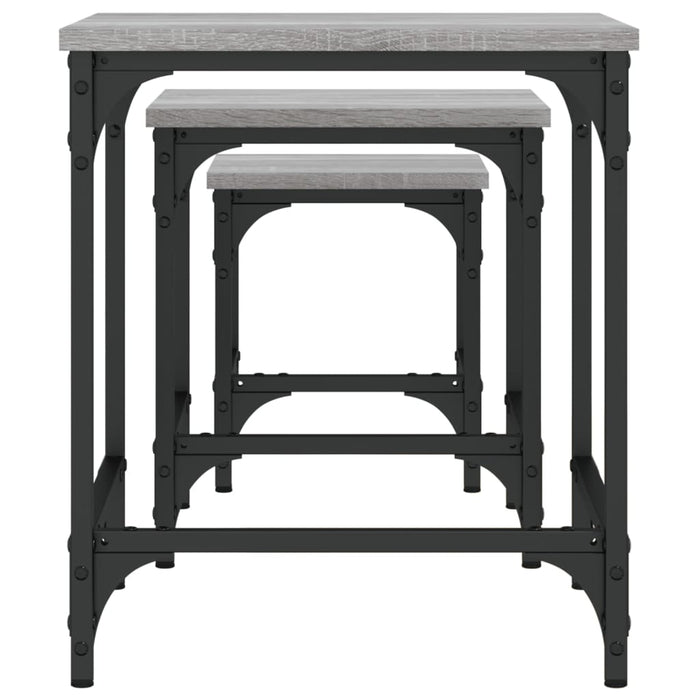 Tavolini Salotto Impilabili 3pz Grigio Sonoma Legno Multistrato 838936