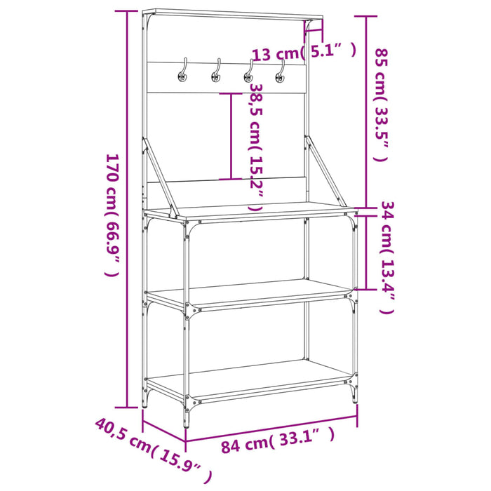 Scaffale Cucina Ganci 4 Ripiani Grigio Sonoma Legno Multistrato 838961