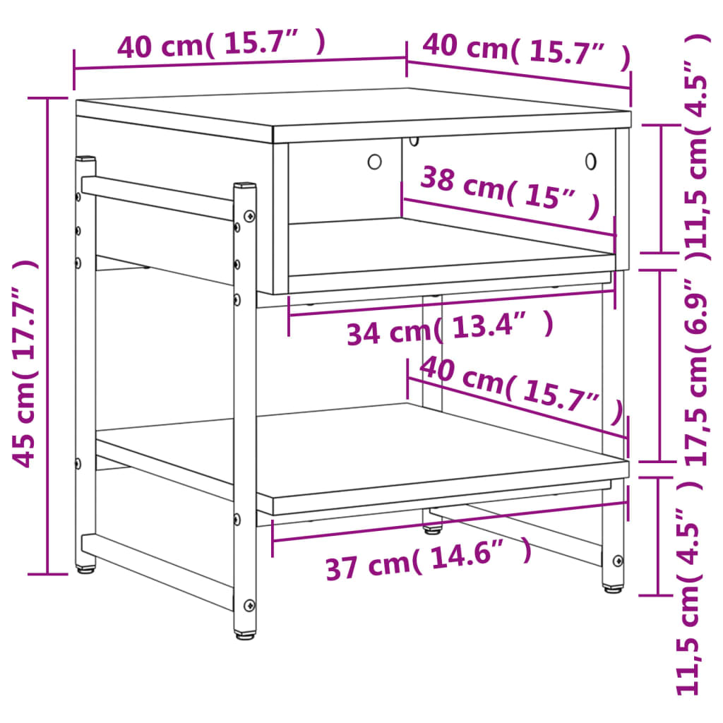 Tavolino da Salotto Nero 40x40x45 cm in Legno Multistrato 838963