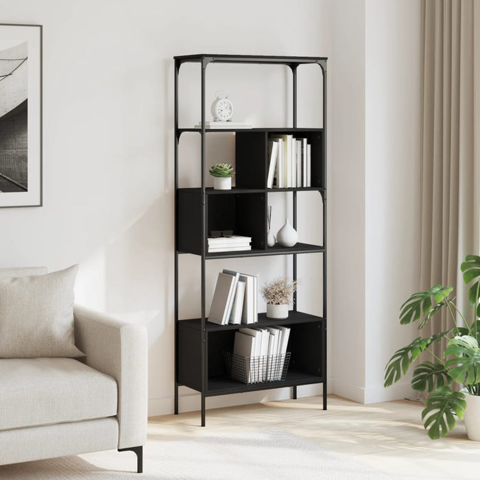 Libreria a 5 Ripiani Nera 76x33x188,5 cm in Legno Multistrato 839003