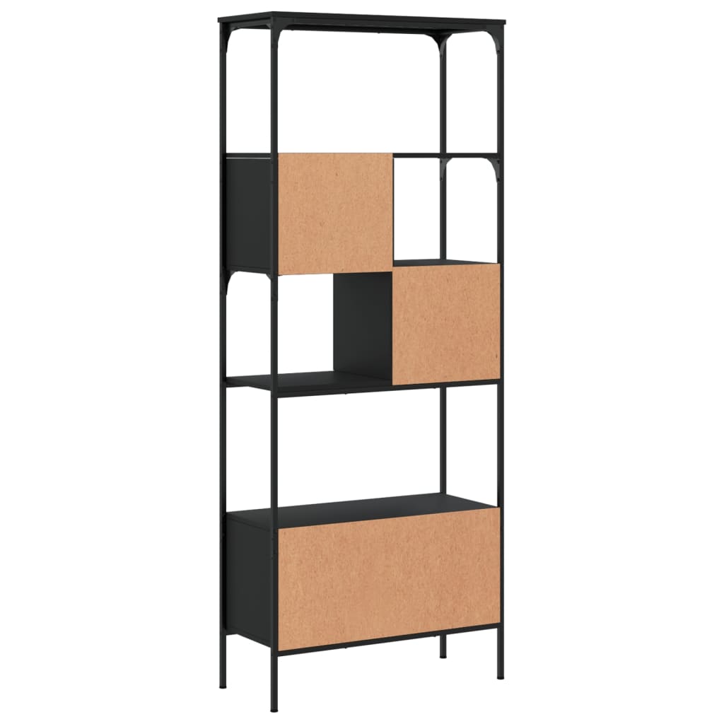 Libreria a 5 Ripiani Nera 76x33x188,5 cm in Legno Multistrato 839003