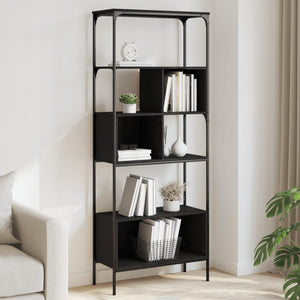 Libreria a 5 Ripiani Nera 76x33x188,5 cm in Legno Multistrato 839003