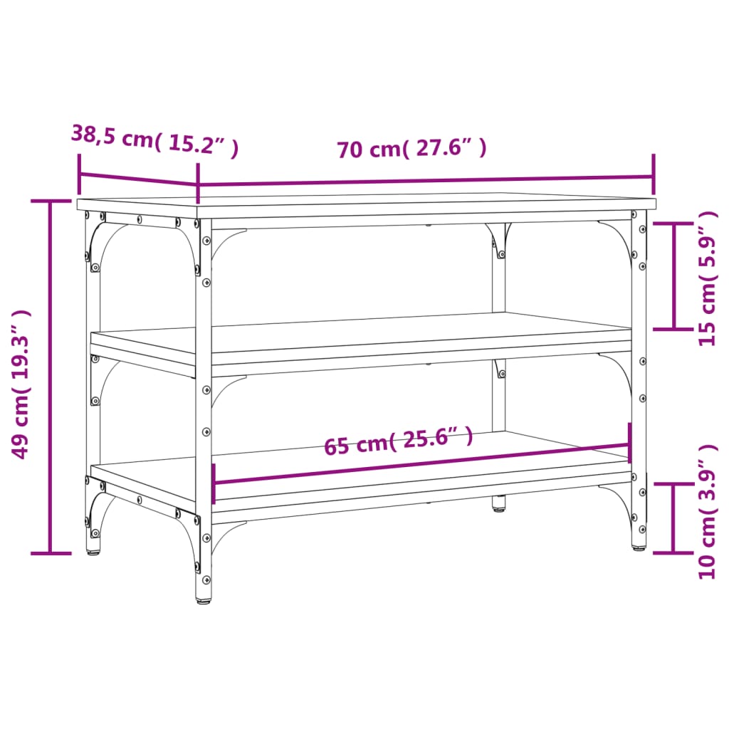 Panca Porta Scarpe Rovere Sonoma 70x38,5x49cm Legno Multistrato 839039