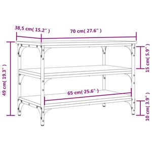 Panca Porta Scarpe Rovere Fumo 70x38,5x49 cm Legno Multistrato 839040