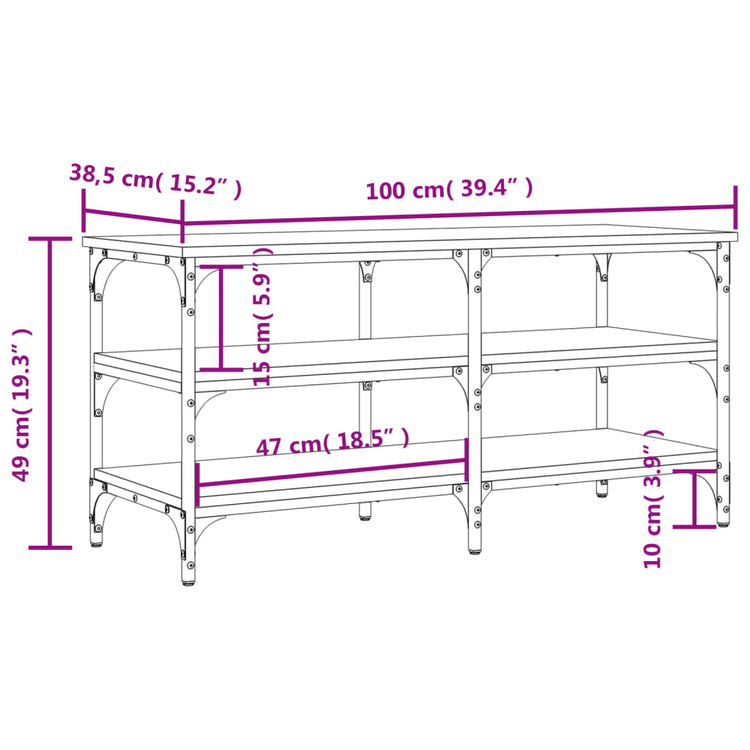 Panca Porta Scarpe Nera 100x38,5x49 cm in Legno Multistrato 839043