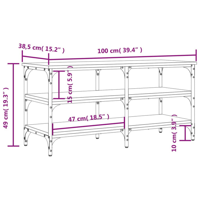 Panca Porta Scarpe Rovere Fumo 100x38,5x49cm Legno Multistrato 839045