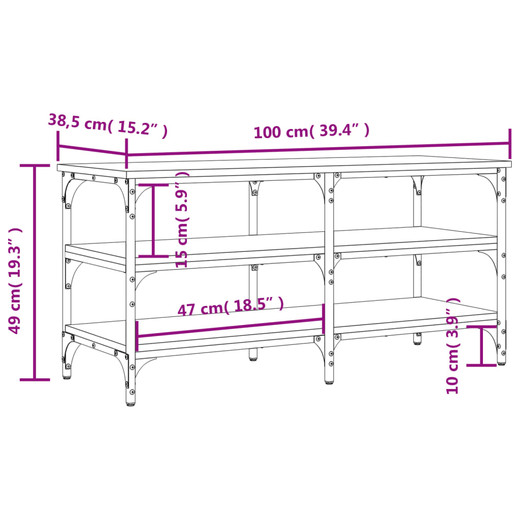 Panca Porta Scarpe Grigio Sonoma 100x38,5x49 Legno Multistrato 839046