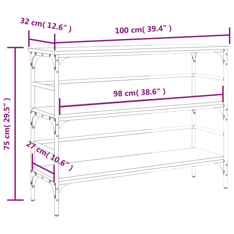 Tavolo Consolle Rovere Fumo 100x32x75 cm Legno Multistrato 839050