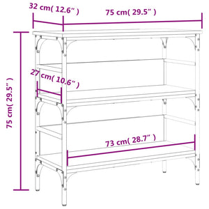 Tavolino Consolle Nero 75x32x75 cm in Legno Multistrato 839053