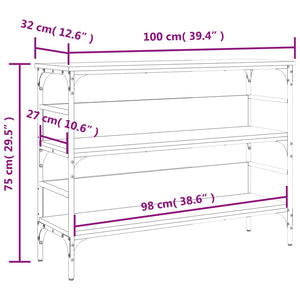 Tavolino Consolle Nero 100x32x75 cm in Legno Multistrato 839058