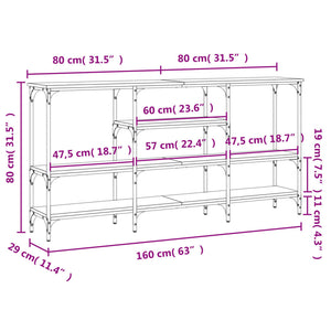 Tavolo Consolle Grigio Sonoma 160x29x80 cm in Legno Multistrato 839066