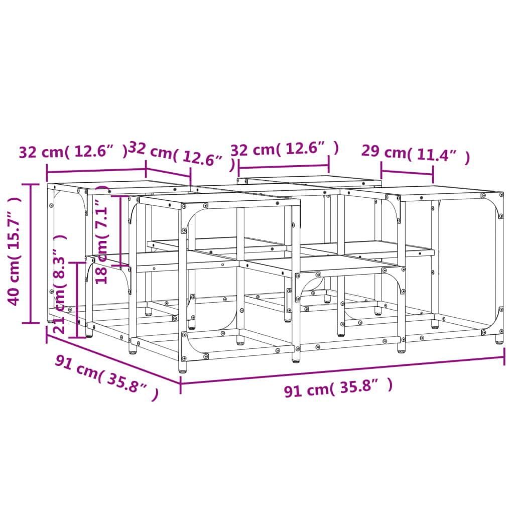 Tavolino da Salotto Rovere Fumo 91x91x40cm in Legno Multistrato 839075