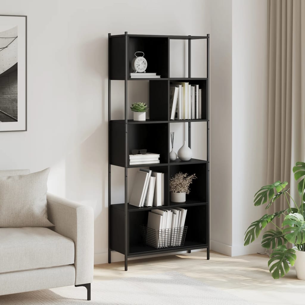 Libreria Nera 72x28x172 cm in Legno Multistrato 3213652